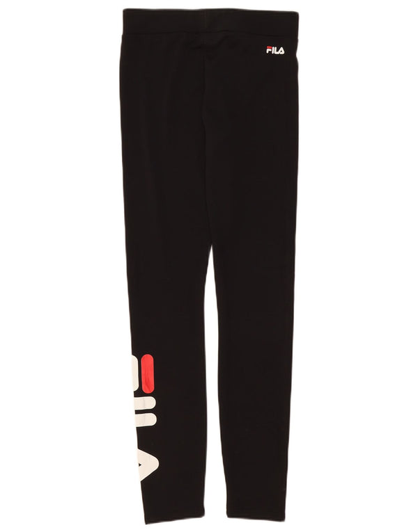 Fila Damen Grafik-Leggings UK 8 Small Schwarz Polyester