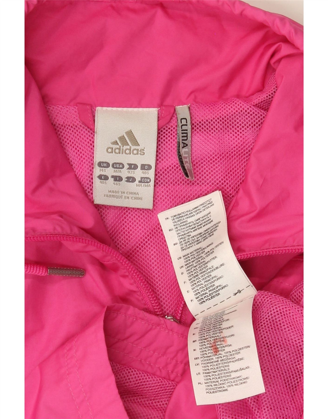 Adidas Damen Climalite Trainingsanzug Top Jacke UK 14 Mittelrosa Polyester