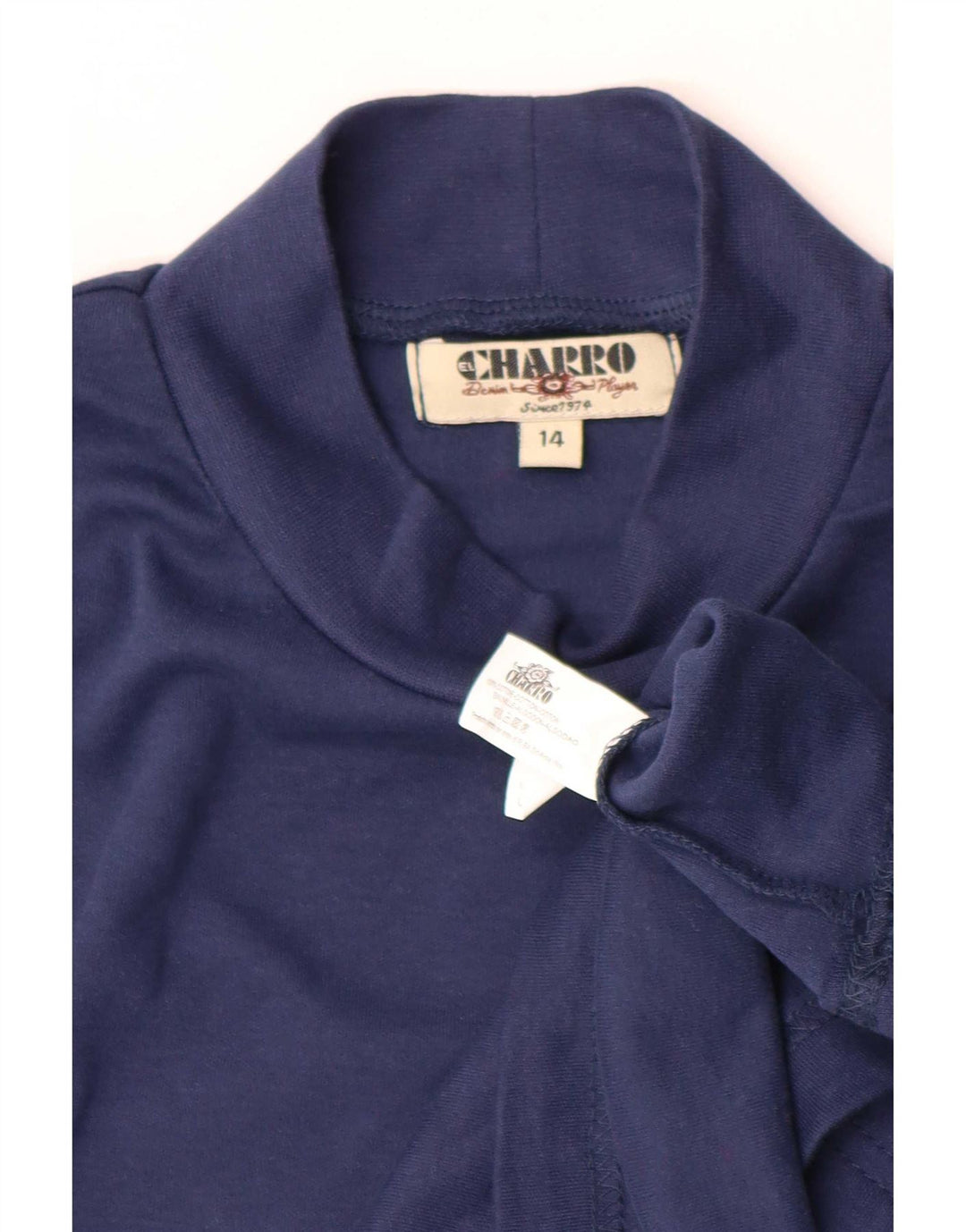 Charro Langarm-Top für Jungen, 13–14 Jahre, marineblaue Baumwolle