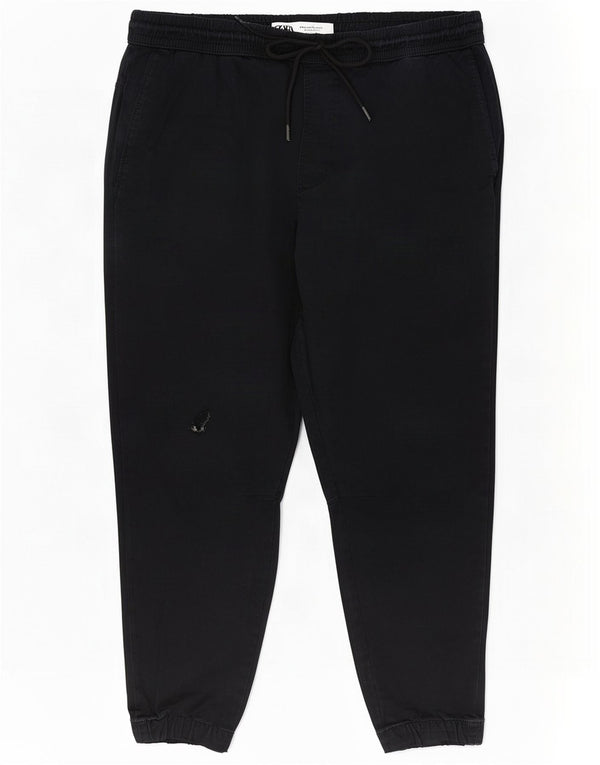 Zara Damen Jogger Chinohose XL W34 L27 Marineblau