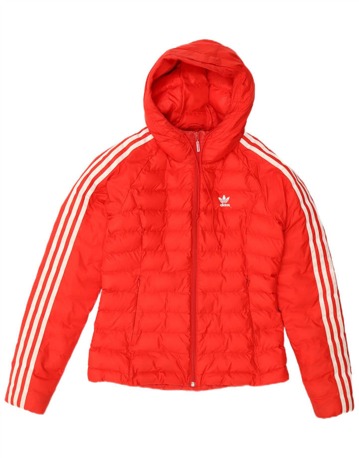 Adidas Damen Kapuzenjacke gepolstert UK 8 Small Orange Nylon