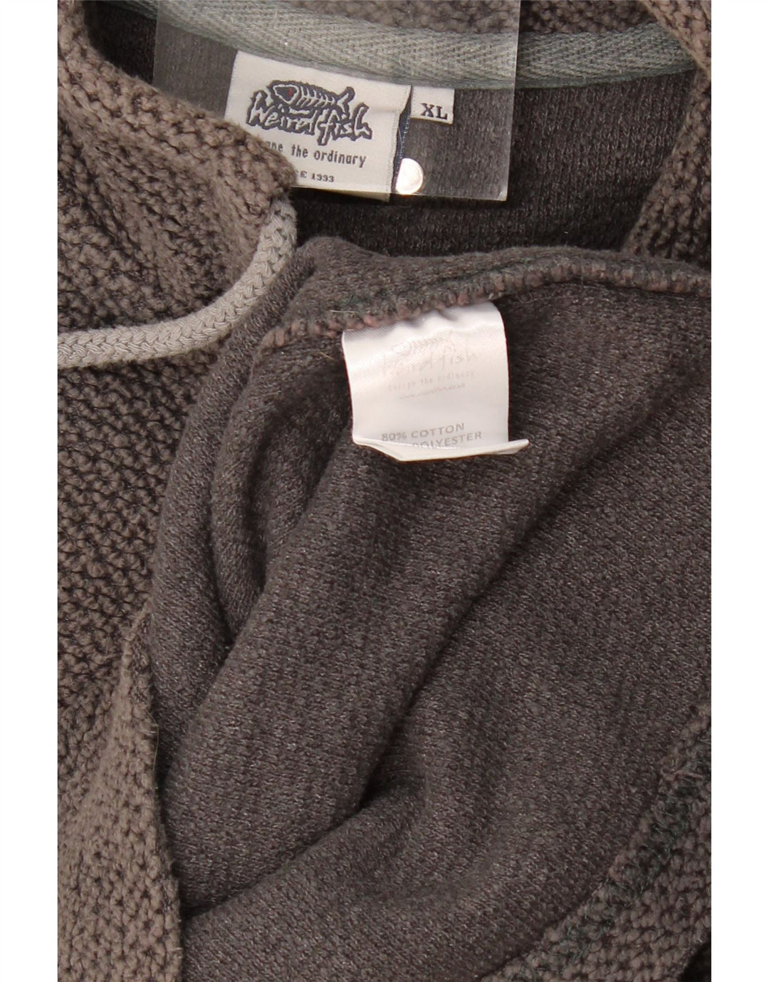 Weird Fish Herren-Sweatshirt mit Reißverschluss, XL, graue Baumwolle