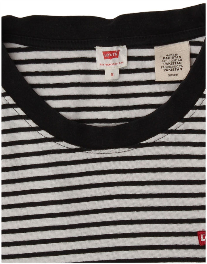 Levi's Damen Top Langarm UK 10 Small Weiße Nadelstreifen-Baumwolle