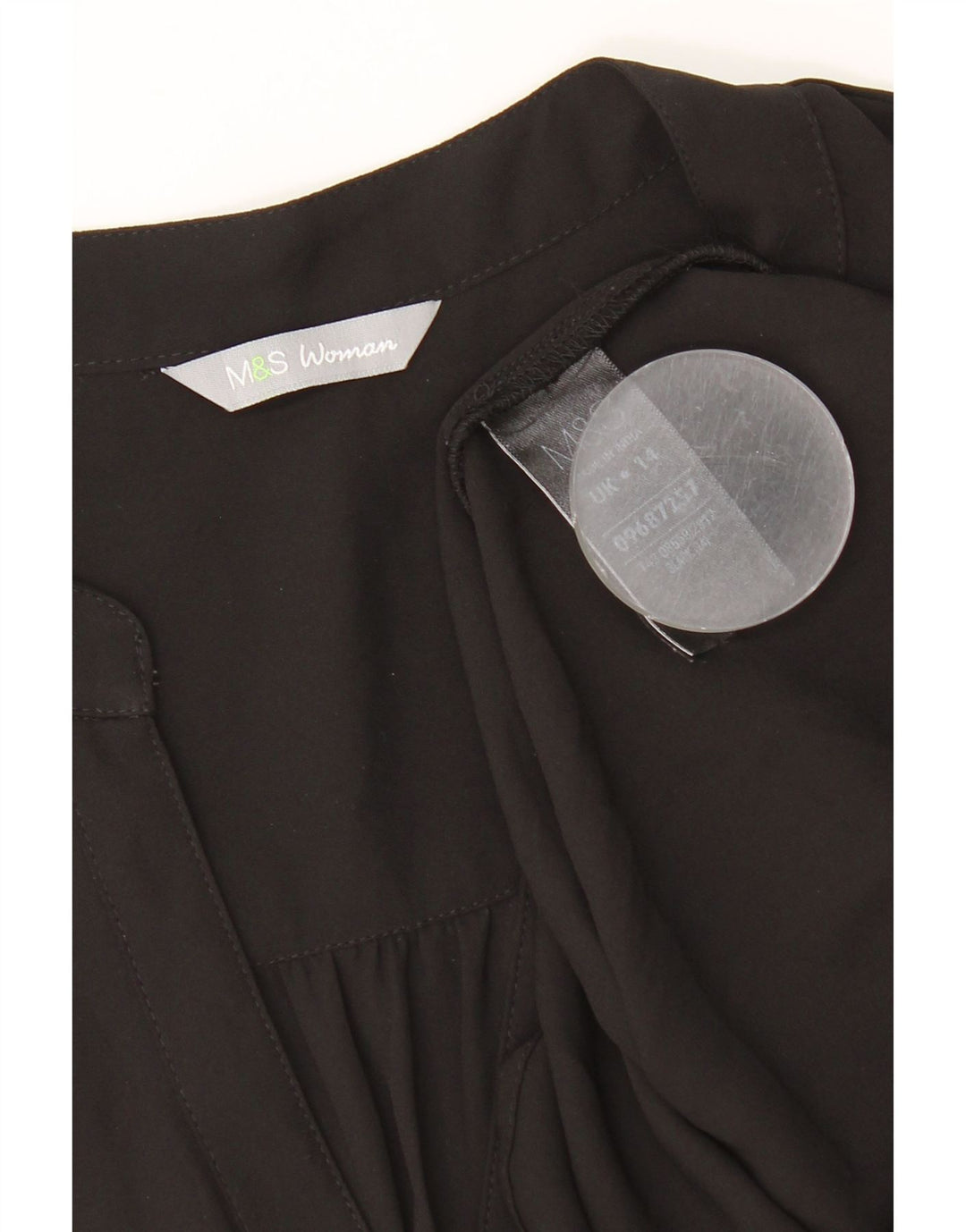 MARKS & SPENCER Damen ärmellose Hemdbluse UK 14 Large Schwarz