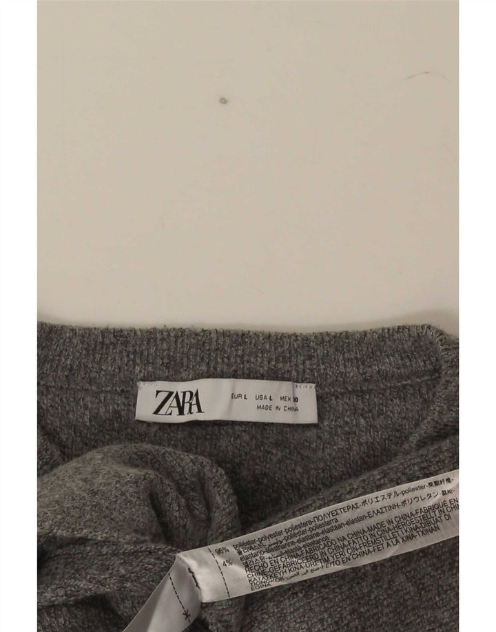 Zara Damen-Cardigan-Pullover UK 14 Large Grau Polyester