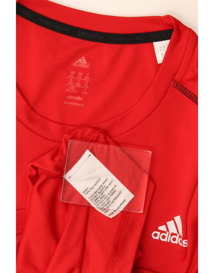 ADIDAS Herren Climalite T-Shirt Top 2XL Rot Colourblock Polyester