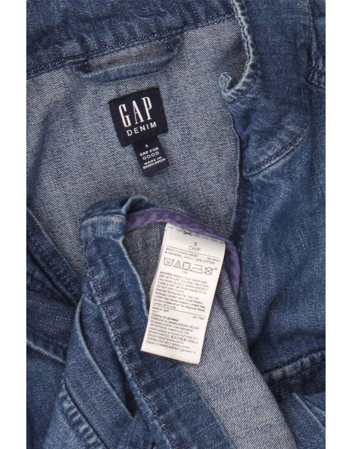 Gap Damen Jeanshemd UK 10 Small Blau Baumwolle