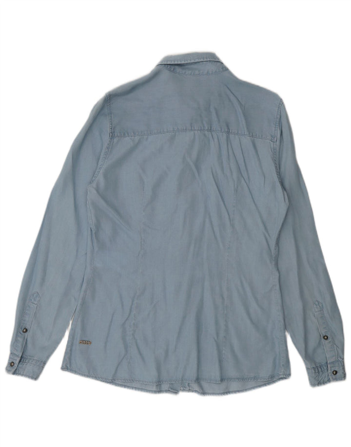 Hugo Boss Damen Übergroßes Hemd UK 6 XS Blaues Lyocell