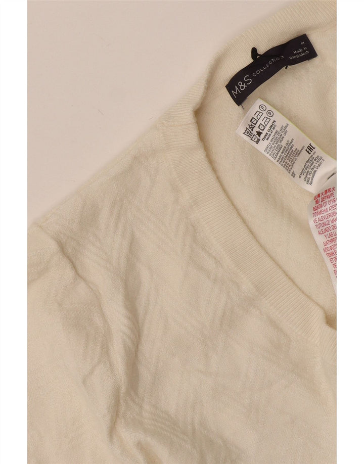 Marks & Spencer Damen-Pullover mit V-Ausschnitt, Gr. 12, Mittel, gebrochenes Weiß