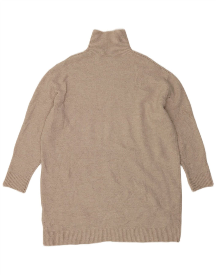 Zara Damen Langarm-Übergroßes Pulloverkleid UK 10 Small Beige Polyester