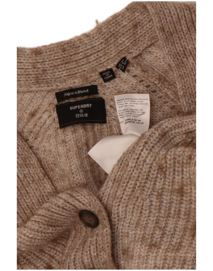 Superdry Damen Crop-Oversize-Cardigan-Pullover, Gr. 10, klein, Beige gefleckt