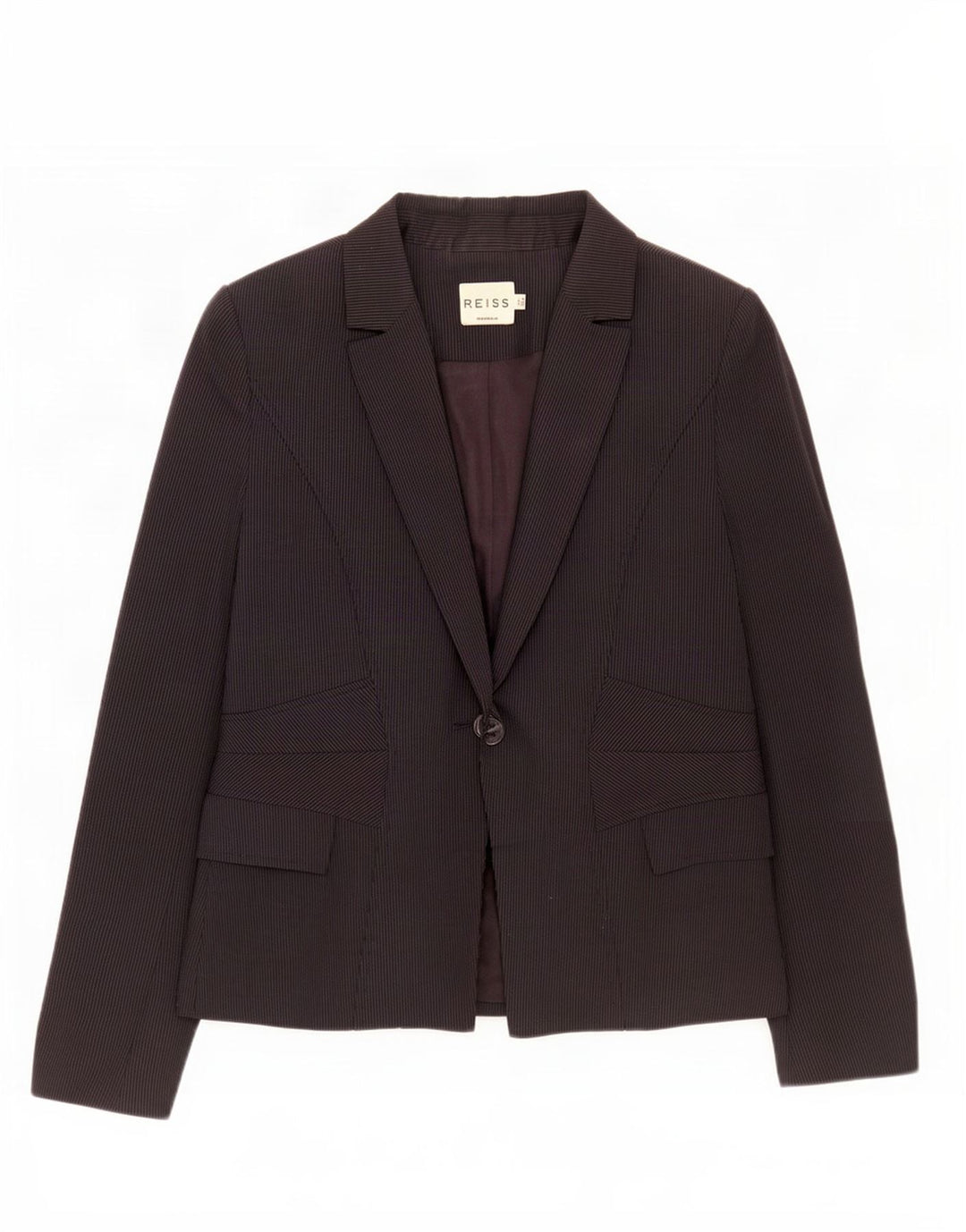 Reiss Damen-Blazer mit 1 Knopf, Gr. 8, Schwarz, Nadelstreifen-Viskose