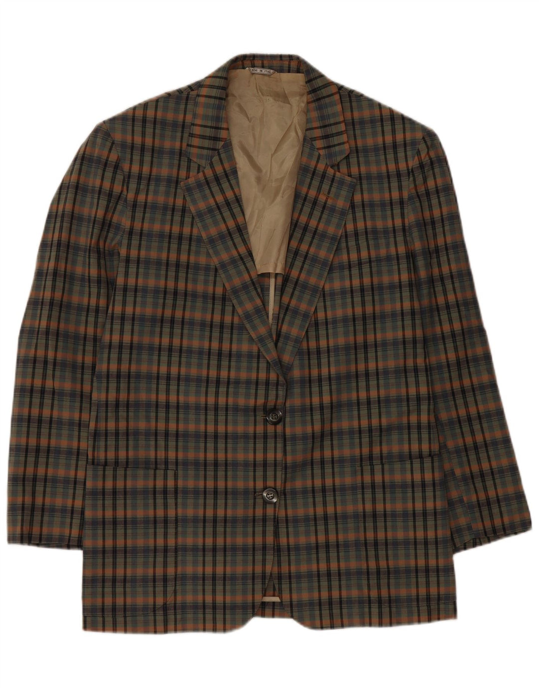 Ingram Damen Azimut 2-Knopf-Blazerjacke IT 48 XL grün karierte Baumwolle