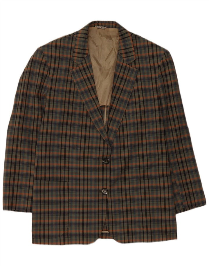 Ingram Damen Azimut 2-Knopf-Blazerjacke IT 48 XL grün karierte Baumwolle