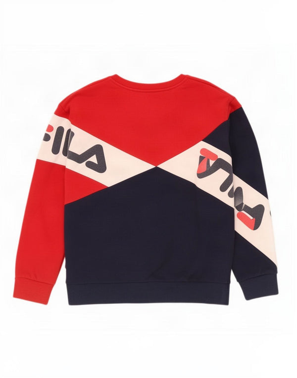 Fila Damen Grafik-Sweatshirt-Pullover UK 18 XL Marineblau Colourblock-Baumwolle