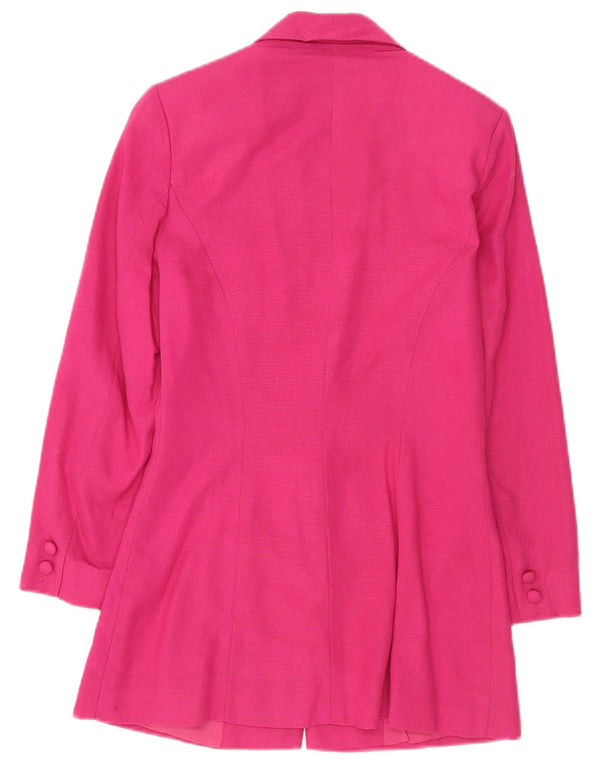 Vintage Damen 3-Knopf-Blazerjacke UK 8 Kleine rosa Viskose