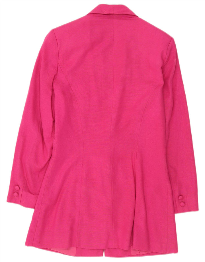 Vintage Damen 3-Knopf-Blazerjacke UK 8 Kleine rosa Viskose
