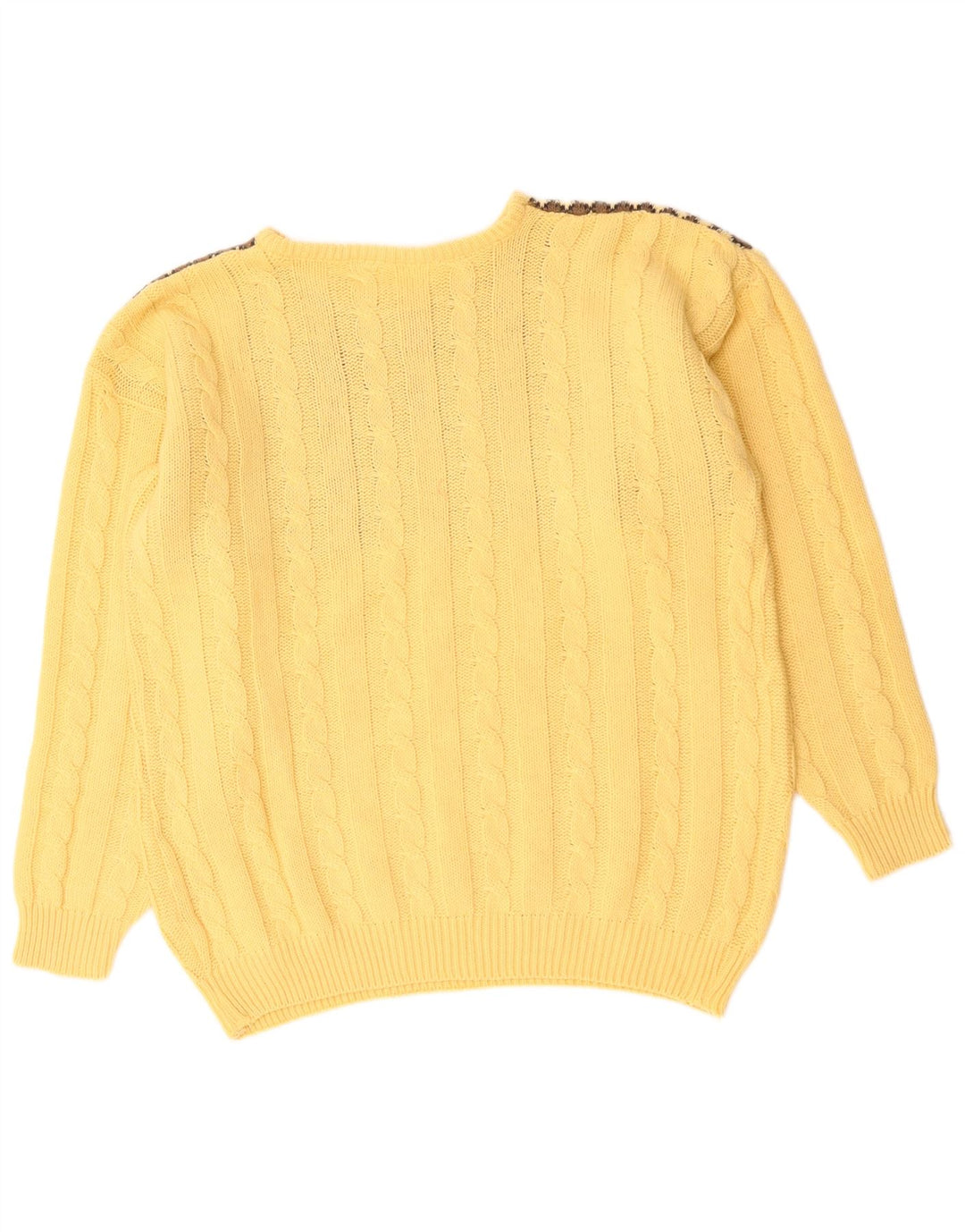 VINTAGE Herren-Pullover mit Rundhalsausschnitt, groß, gelbe Fair-Isle-Wolle