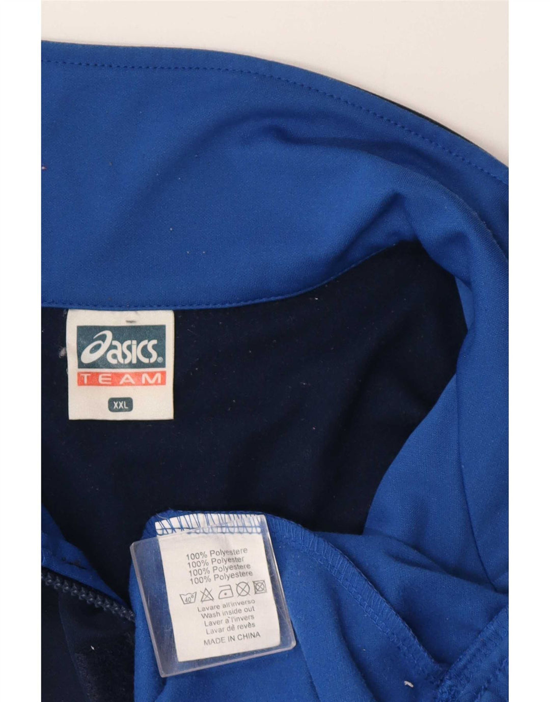 Asics Herren-Trainingsanzug mit grafischem Reißverschluss und Rundhalsausschnitt, 2XL, Blau, Farbblock