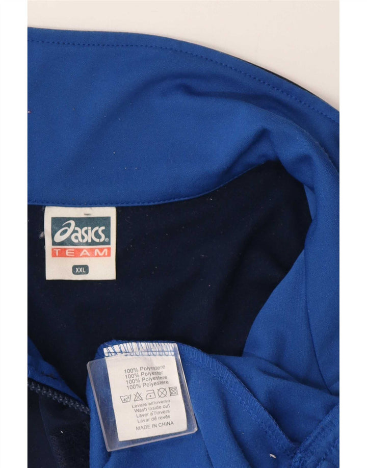 Asics Herren-Trainingsanzug mit grafischem Reißverschluss und Rundhalsausschnitt, 2XL, Blau, Farbblock