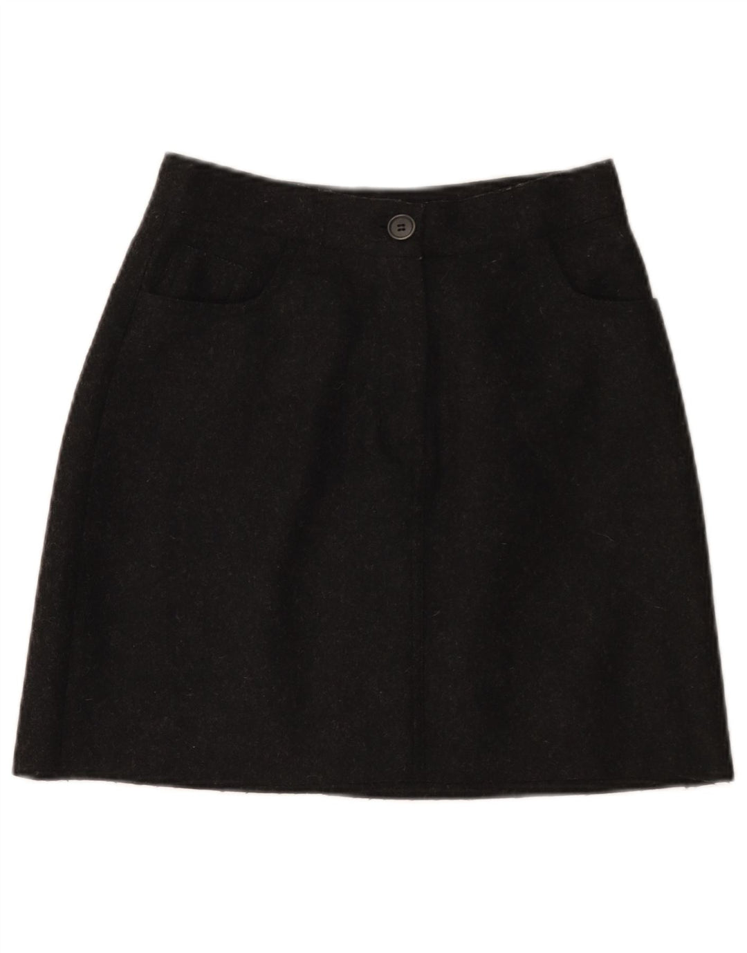 VINTAGE Damen A-Linienrock IT 42 Medium W26 Schwarze Wolle