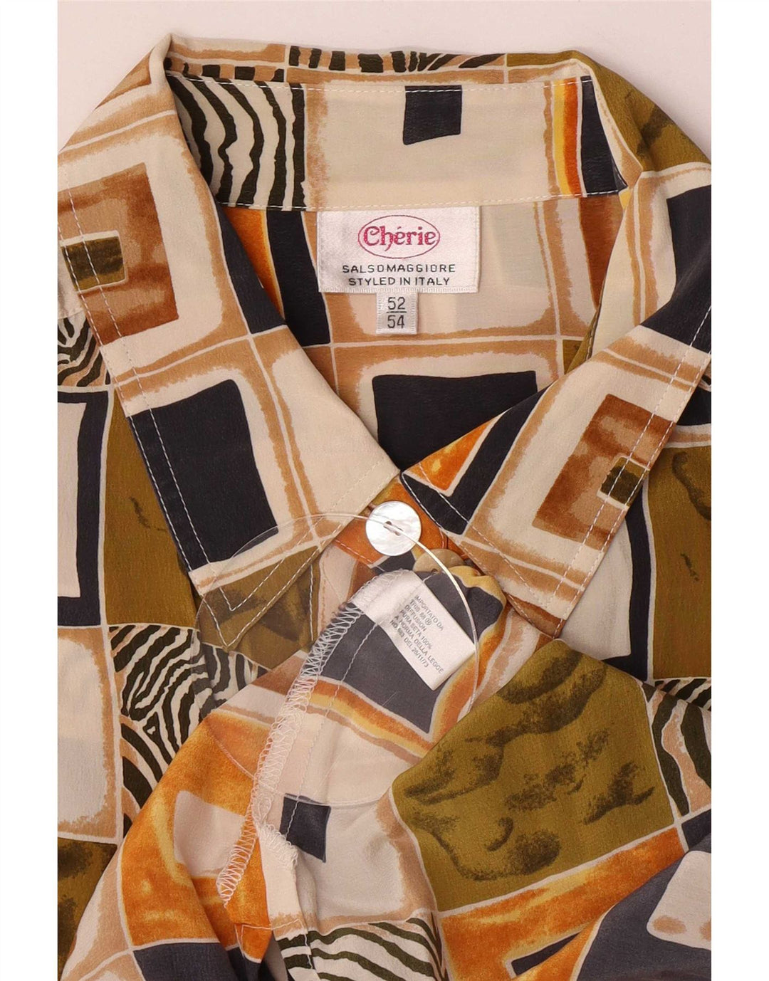 Cherie Damen Kurzarmhemd IT 52/54 2XL Mehrfarbig Patchwork Retro