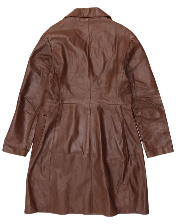 VINTAGE Damen Ledermantel UK 18 XL Braunes Leder