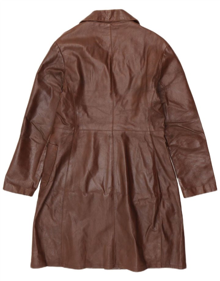 VINTAGE Damen Ledermantel UK 18 XL Braunes Leder