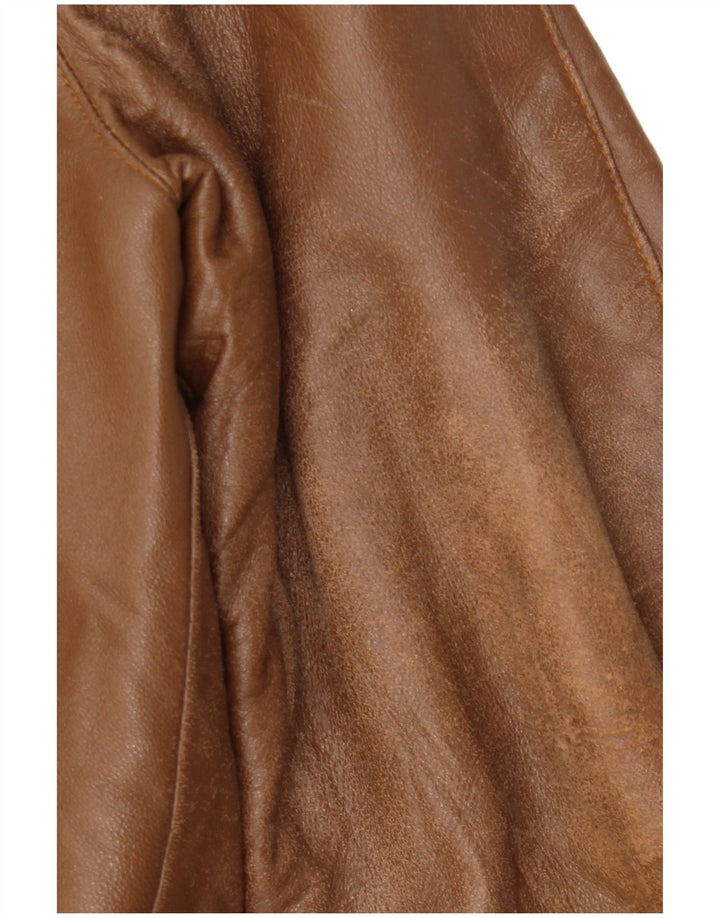 VINTAGE Damen Lederjacke IT 48 XL Braunes Leder