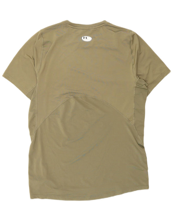 Under Armour Herren Heat Gear T-Shirt Top Large Khaki Polyester