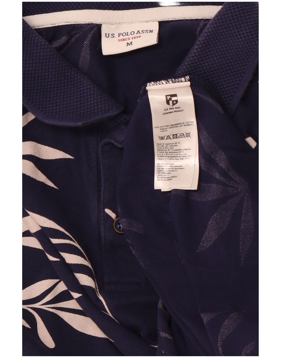 US POLO ASSN. Herren-Poloshirt aus Baumwolle in Mittelblau mit Blumenmuster