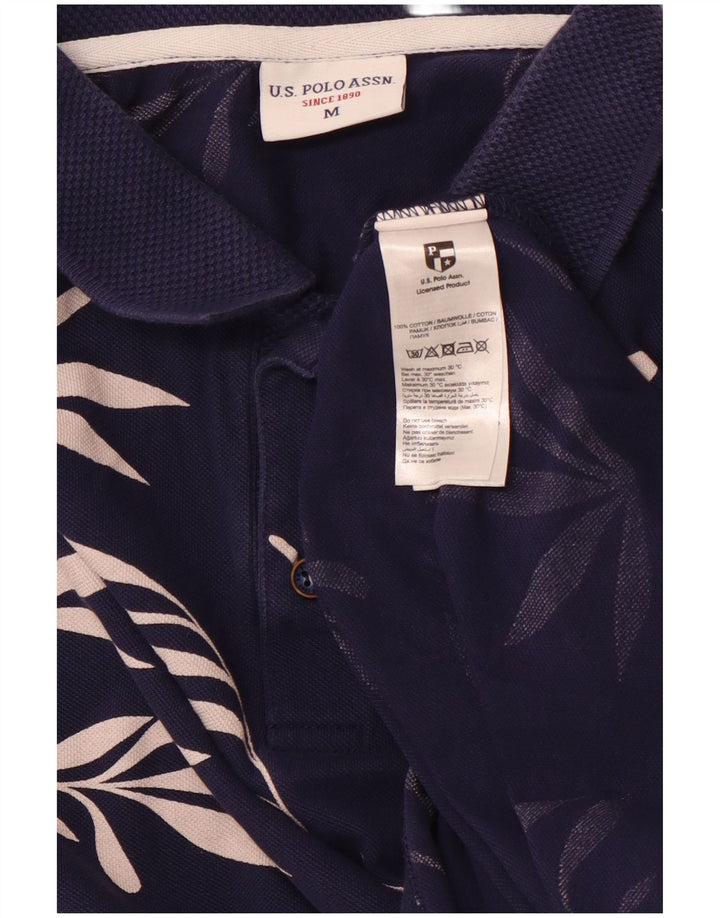 US POLO ASSN. Herren-Poloshirt aus Baumwolle in Mittelblau mit Blumenmuster