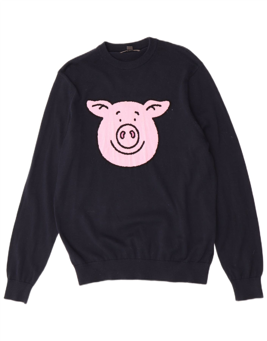Marks & Spencer Herren-Pullover mit Rundhalsausschnitt, mittleres Marineblau mit Tiermuster