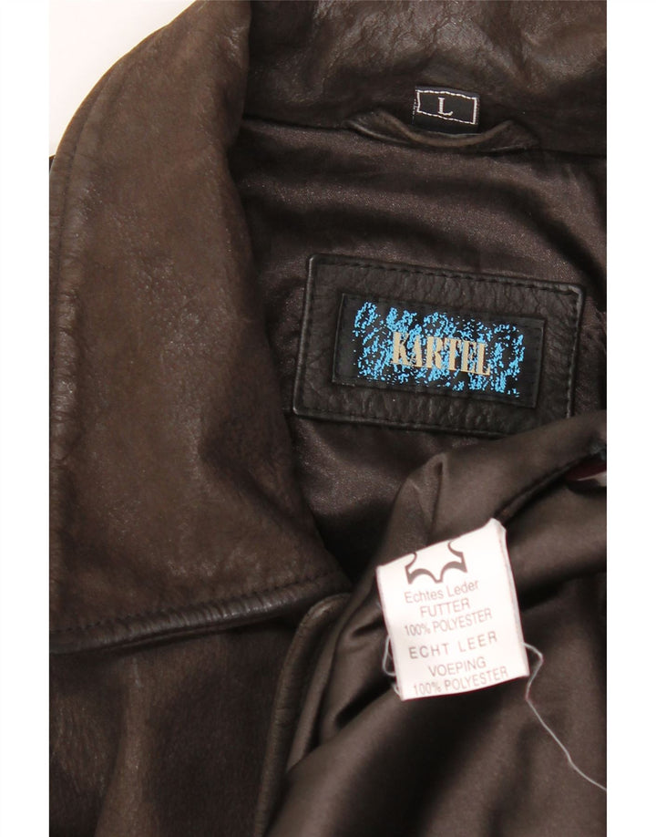 KARTEL Mens Leather Jacket UK 40 Large Brown Leather Vintage Kartel and Second-Hand Kartel from Messina Hembry 