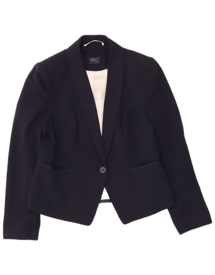 Marks & Spencer Damen Blazer Jacke UK 12 Medium Marineblau Polyester