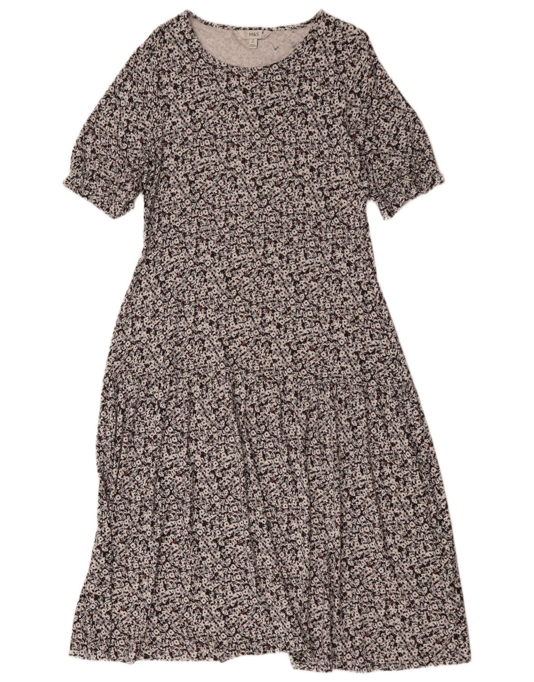 Marks & Spencer Damen Maxikleid UK 14 Mittelschwarze Viskose mit Blumenmuster