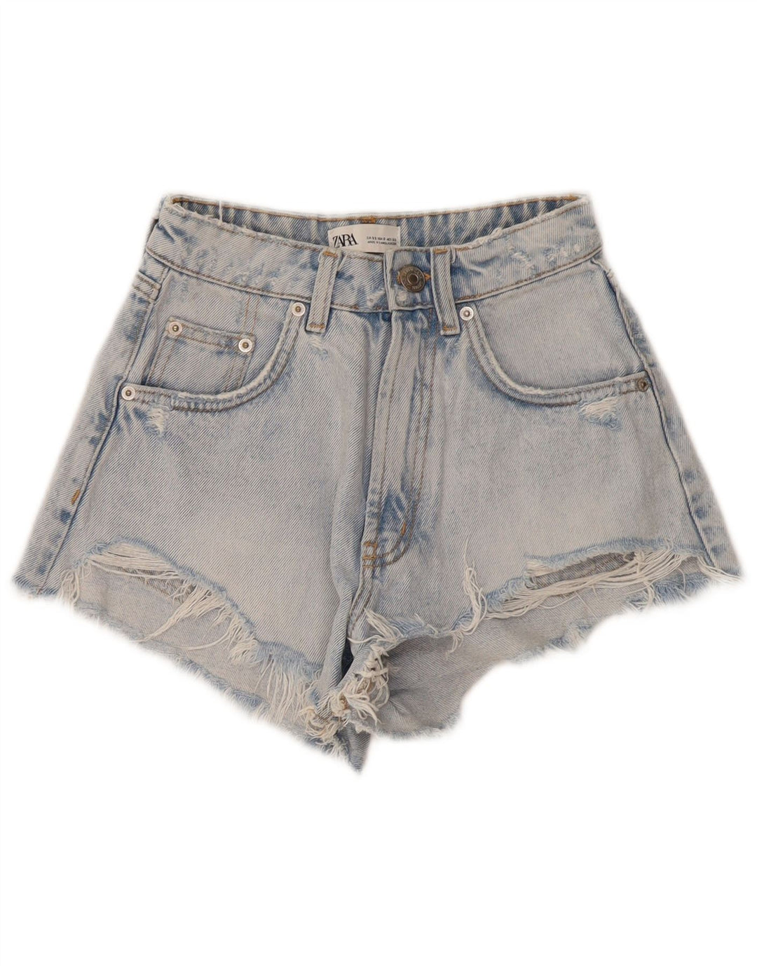ZARA Womens Distressed Denim Shorts EU 32 2XS W22  Blue