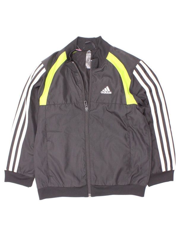 Adidas Jungen-Trainingsanzug-Top-Jacke, 5–6 Jahre, schwarzes Colourblock-Polyester