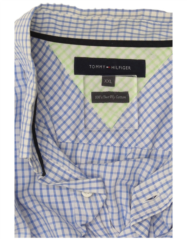 Tommy Hilfiger Herrenhemd 2XL blau kariert Baumwolle