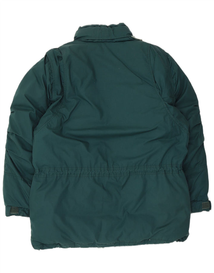 Vintage Herren Skijacke mit Kapuze, gepolstert, IT 54 2XL, grünes Polyester