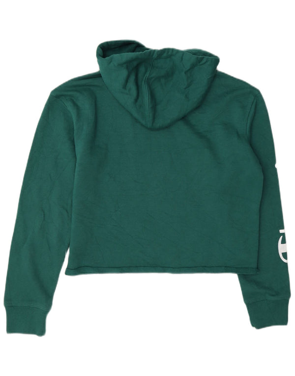 Champion Damen-Pullover mit übergroßem Crop-Grafik-Kapuzenpullover, Gr. 10, Größe S, Grün