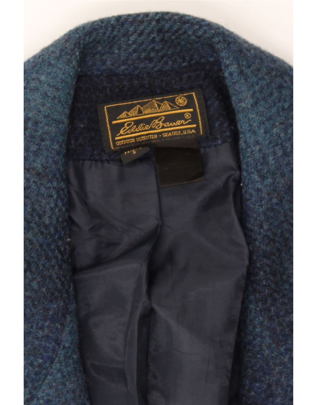 EDDIE BAUER Womens Longline Blazer Jacket UK 16 Large Navy Blue Check Vintage Eddie Bauer and Second-Hand Eddie Bauer from Messina Hembry 