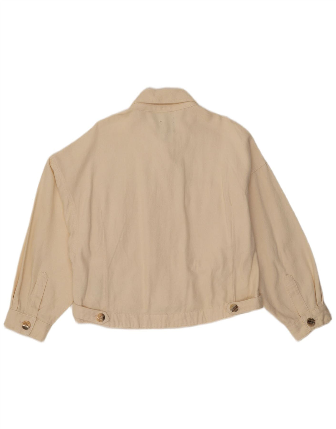Zara Damen Crop Übergroße Jeansjacke UK 16 Large Off White Baumwolle