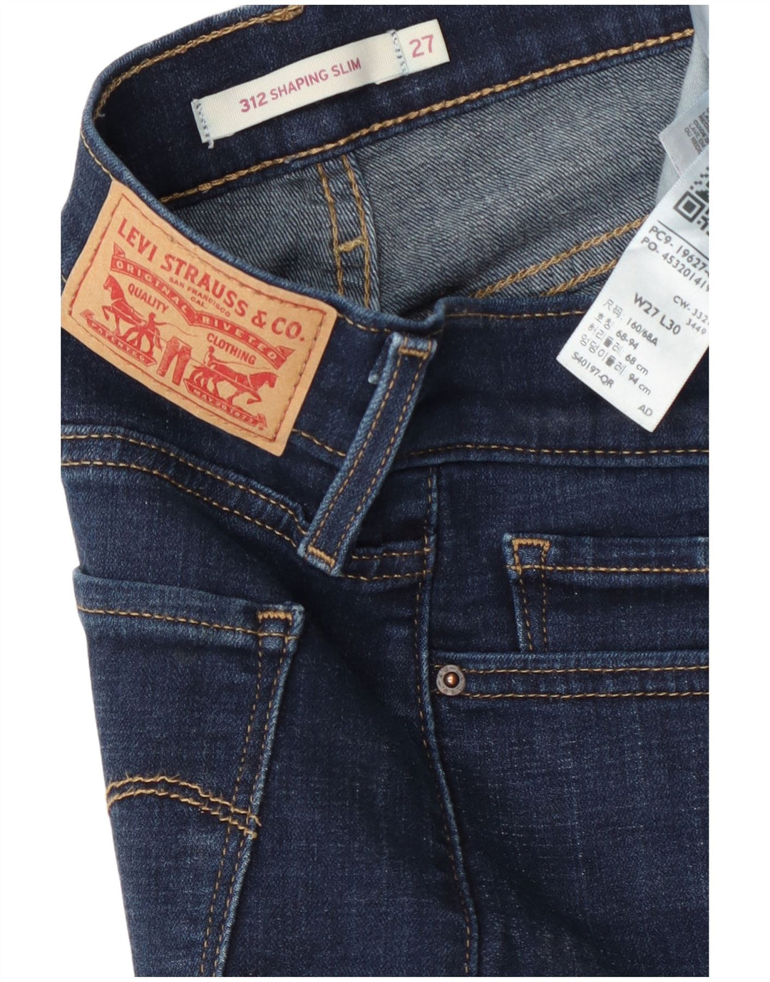Levi's Damen 312 Shaping Slim Jeans W27 L30 Marineblaue Baumwolle