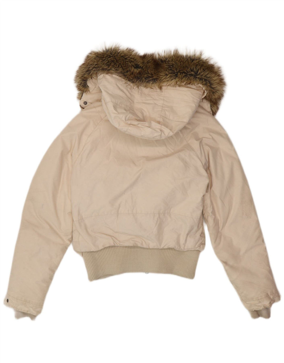 Woolrich Wattierte Damenjacke mit Kapuze, UK 14, mittelweiße Baumwolle
