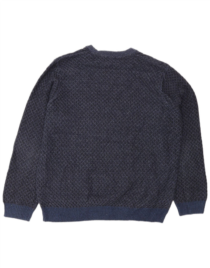 Marks & Spencer Herren-Pullover mit Rundhalsausschnitt, XL, Marineblau, geometrisch