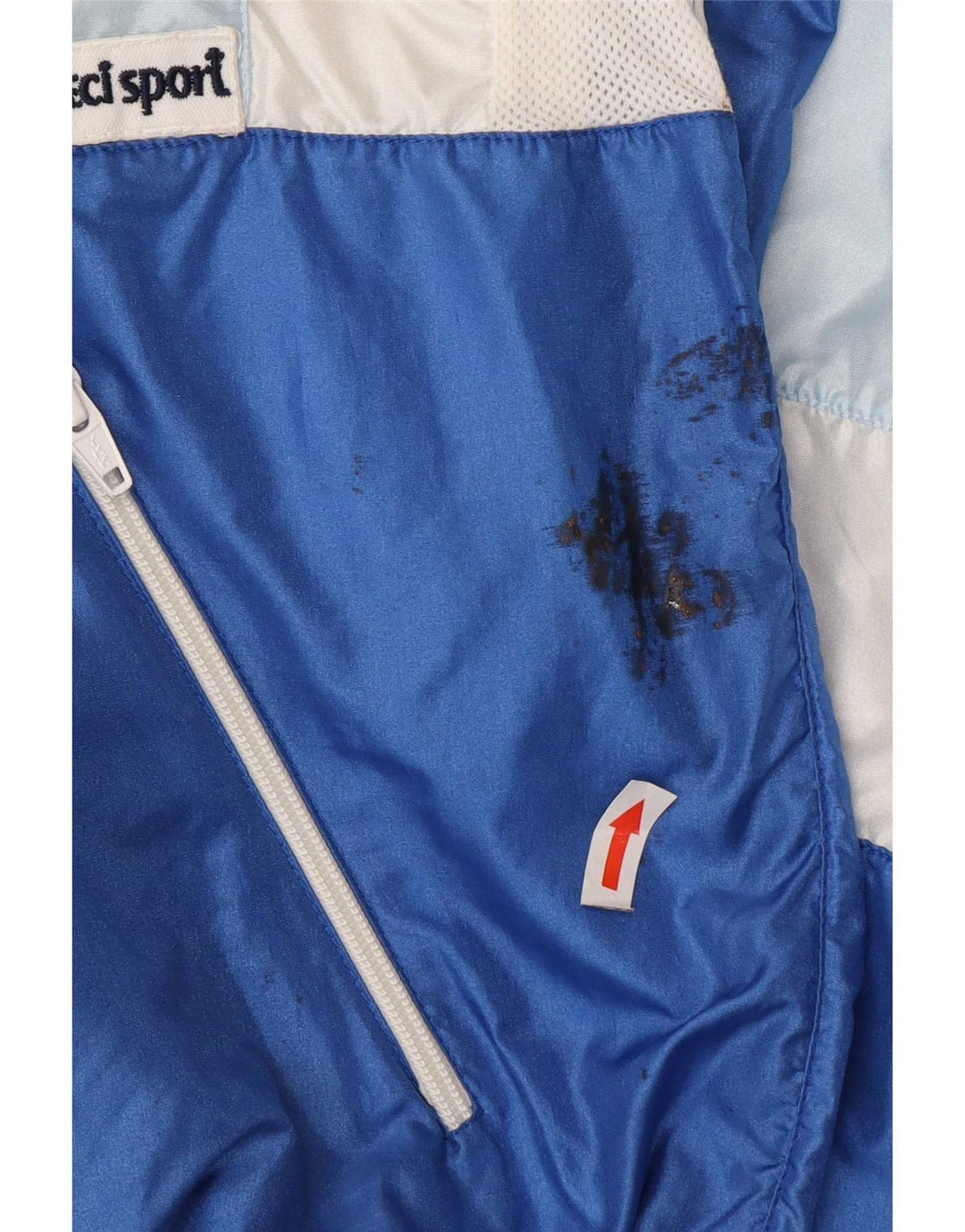Vintage Damen-Trainingsanzug-Top-Jacke in Übergröße, IT 44, mittelblau, Farbblock