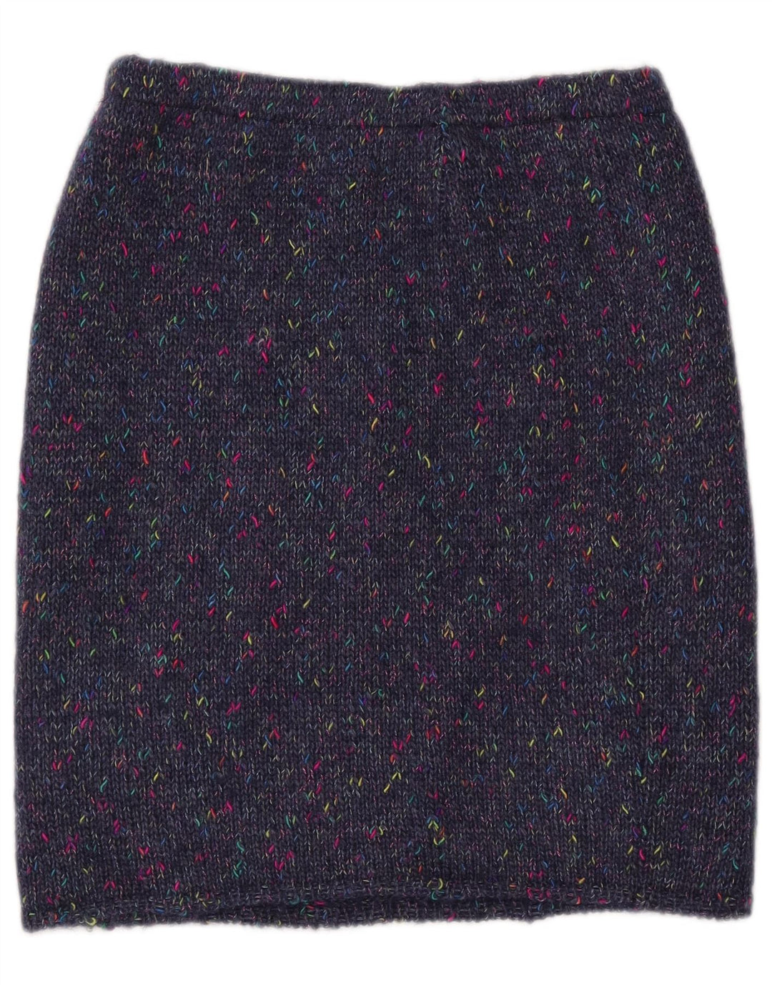 VINTAGE Gerader Damen-Strickrock W30 Mittelblau meliert