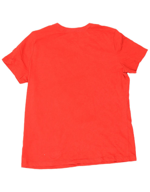 Nike Damen Dri Fit Graphic T-Shirt Top UK 16 Große rote Baumwolle