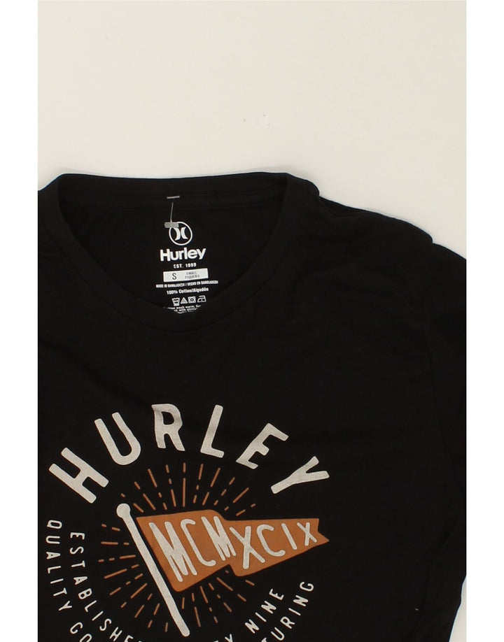 HURLEY Mens Graphic T-Shirt Top Small Black Cotton Vintage Hurley and Second-Hand Hurley from Messina Hembry 